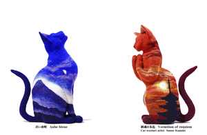 青い夜明　鎮魂の朱色　現代手工芸展　日本バージョン　羊毛フェルト　猫　cat　熊木早苗