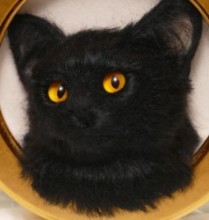 黒猫　羊毛フェルト猫人形(丸額入り) SOLD OUT
